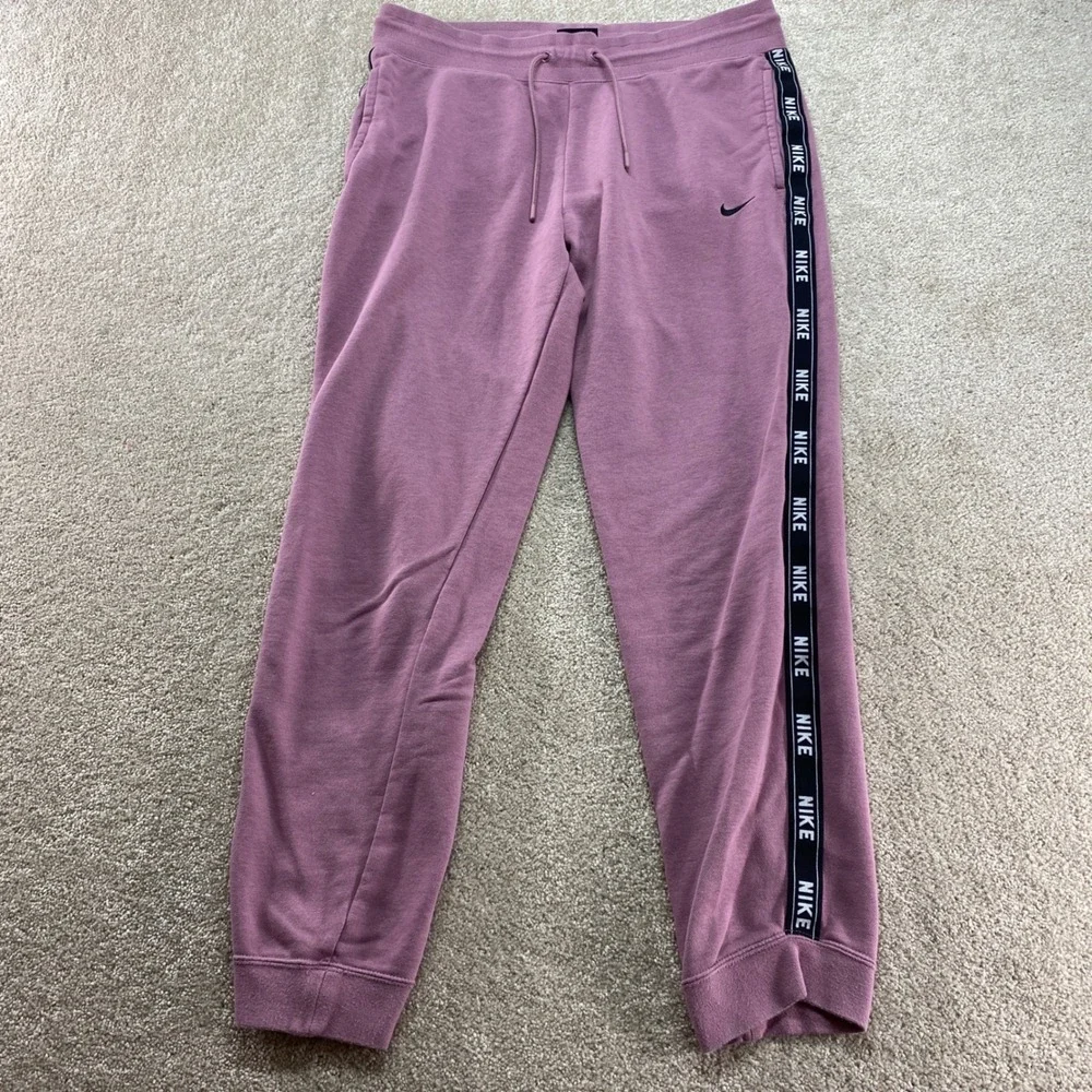 Nike Joggers Womens Medium Mauve Pink Logo Tape Side‎ Stripe Sweatpants